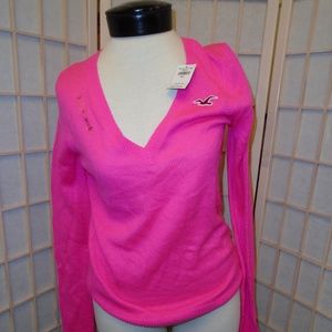 Hollister v neck sweater hot pink SMALL